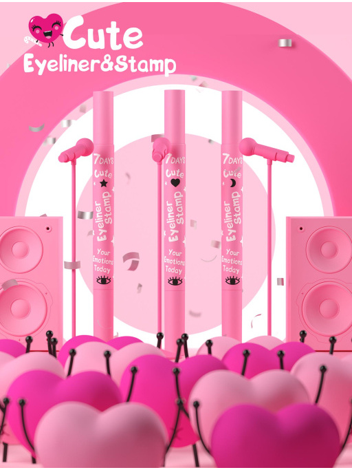 Подводка для глаз + штамп 2в1 Cute / 208 Eyeliner&Heart black stamp