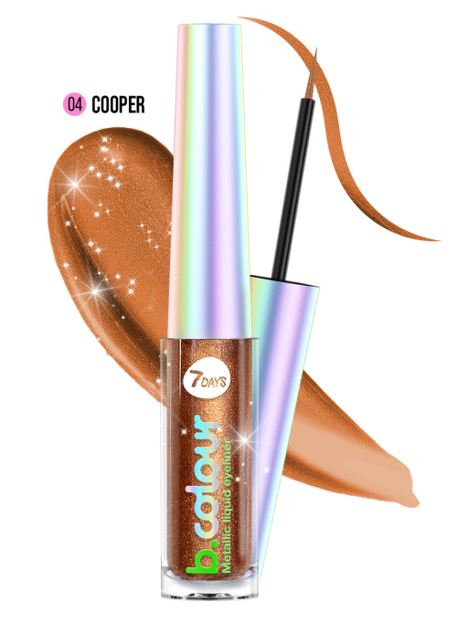 Подводка для глаз жидкая с эффектом металлик 04, B.COLOUR, 7DAYS, 3,3ML
