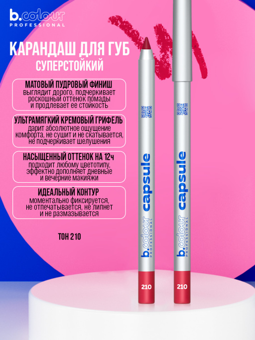 Подарочный набор B.COLOUR PROFESSIONAL (сетка роз.косм., 04 пом.мус, 210 кар.для губ)