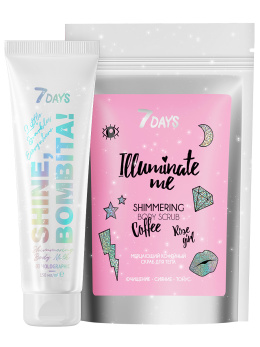 Подарочный набор косметики для ухода: скраб для тела + молочко для тела SHINE, BOMBITA! / Holographic