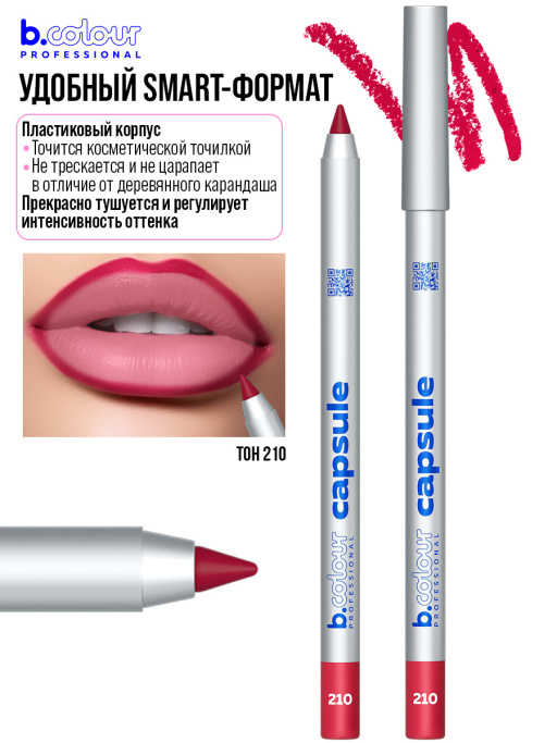 Подарочный набор B.COLOUR PROFESSIONAL (сетка роз.косм., 04 пом.мус, 210 кар.для губ)