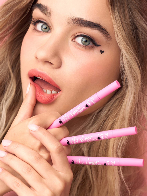 Подводка для глаз + штамп 2в1 Cute / 208 Eyeliner&Heart black stamp