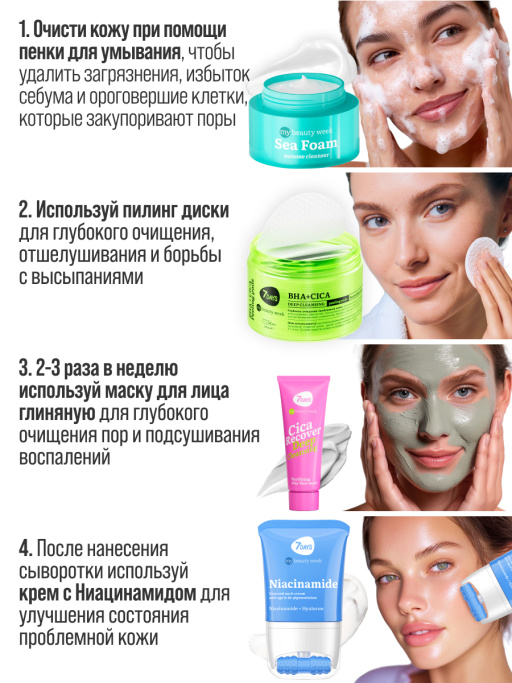 Сыворотка для лица 7DAYS от прыщей B3 2%+ZN 0,5%