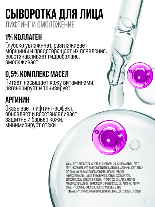 Сыворотка для лица 7DAYS увлажняющая 1%