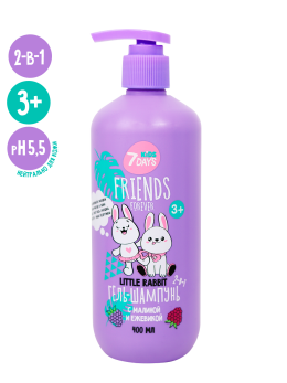 Гель для душа детский и шампунь для волос 400ML LITTLE RABBIT