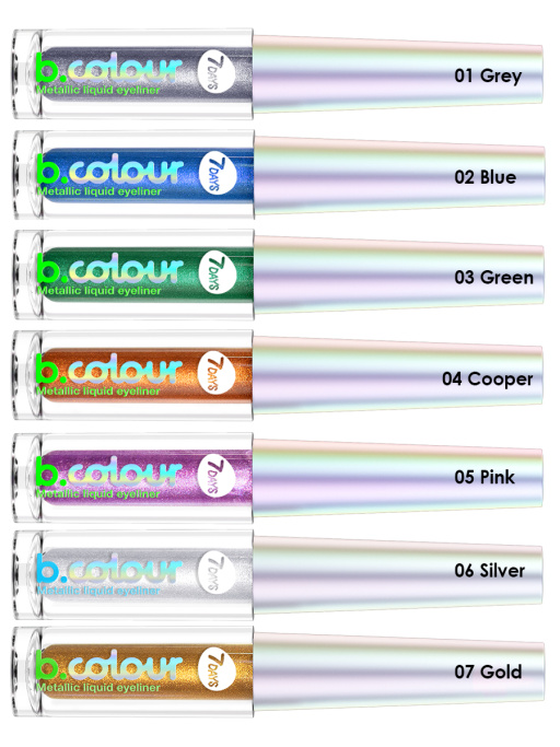 Подводка для глаз жидкая с эффектом металлик 07, B.COLOUR, 7DAYS, 3,3ML