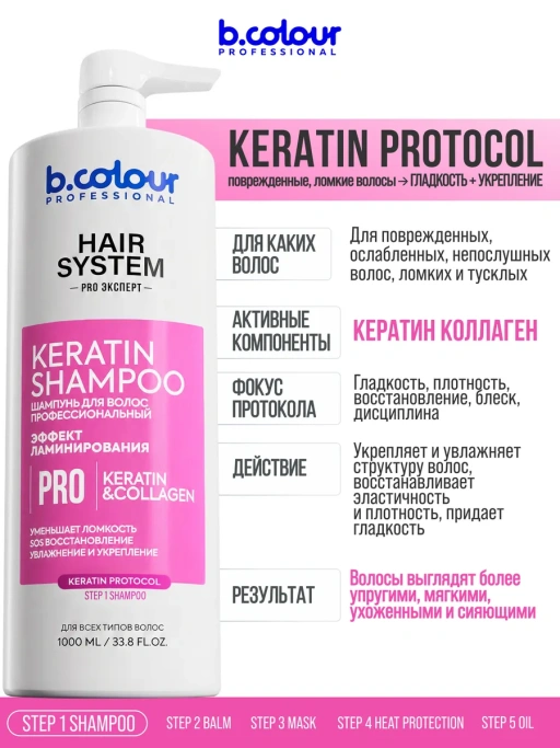 Шампунь для волос женский профессиональный KERATIN 1000 мл