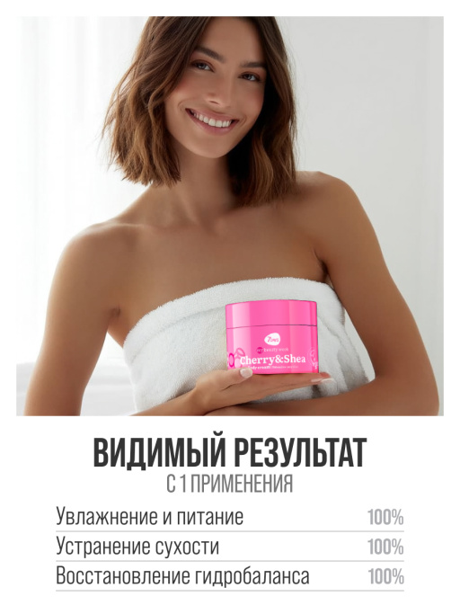 Крем для тела увлажняющий с маслами Вишни и Ши