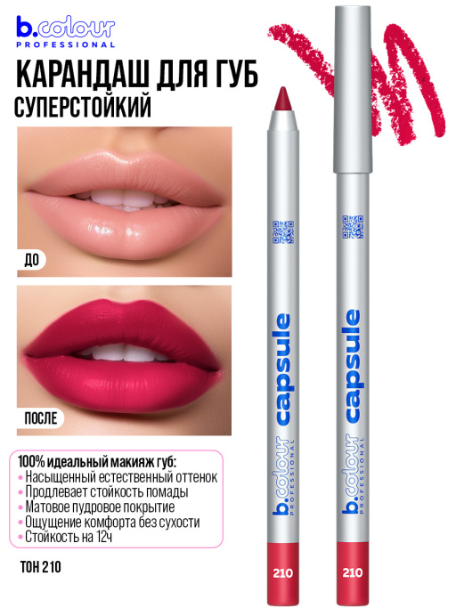 Подарочный набор B.COLOUR PROFESSIONAL (сетка роз.косм., 04 пом.мус, 210 кар.для губ)